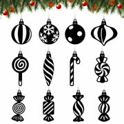 Arosche Christmas Candyland Tree Decorations 24Pcs Wooden Black Ornaments