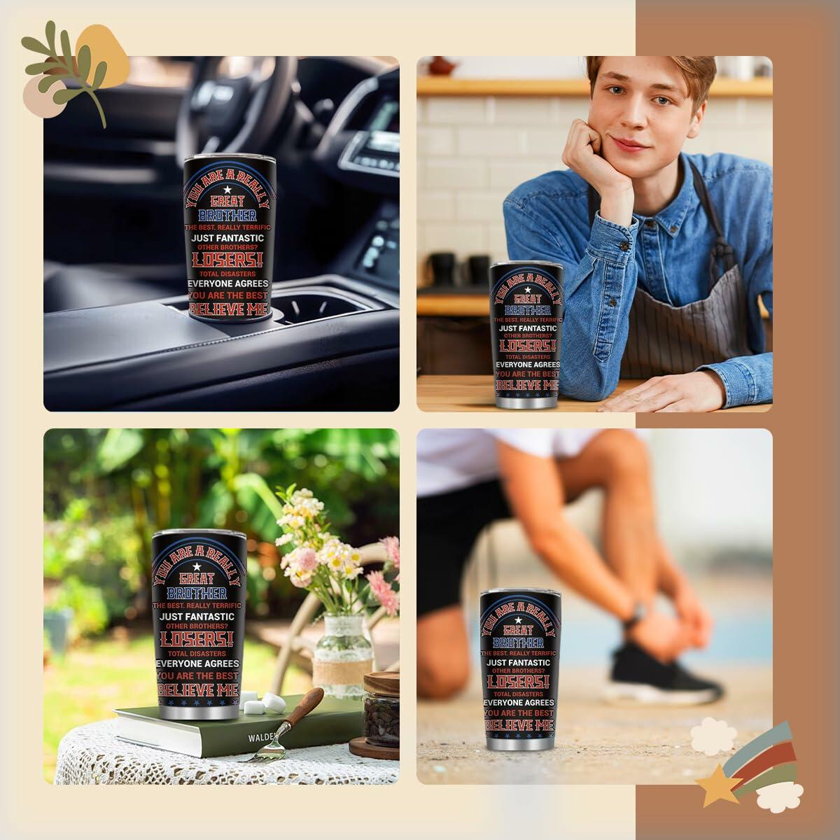 MoYueno 20 Oz Stainless Steel Dad Tumbler with Brush & Straw, 1 PCS Dad 1