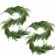 Belle Fleur 2 Pcs Real Touch Norfolk Pine Garland 6FT Green Artificial