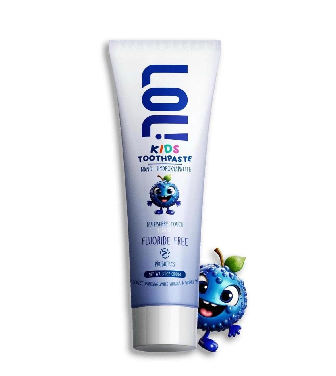 Fawelo LOL Kids Toothpaste Fluoride Free Nano Hydroxyapatite 3.5oz Blueberry