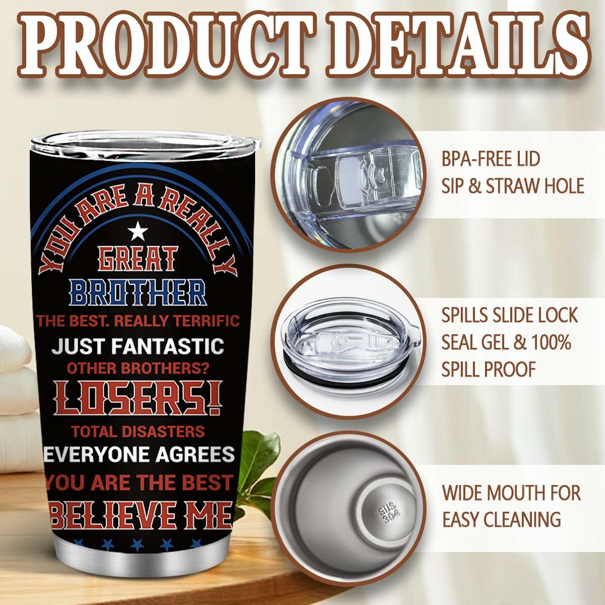 MoYueno 20 Oz Stainless Steel Dad Tumbler with Brush & Straw, 1 PCS Dad 1