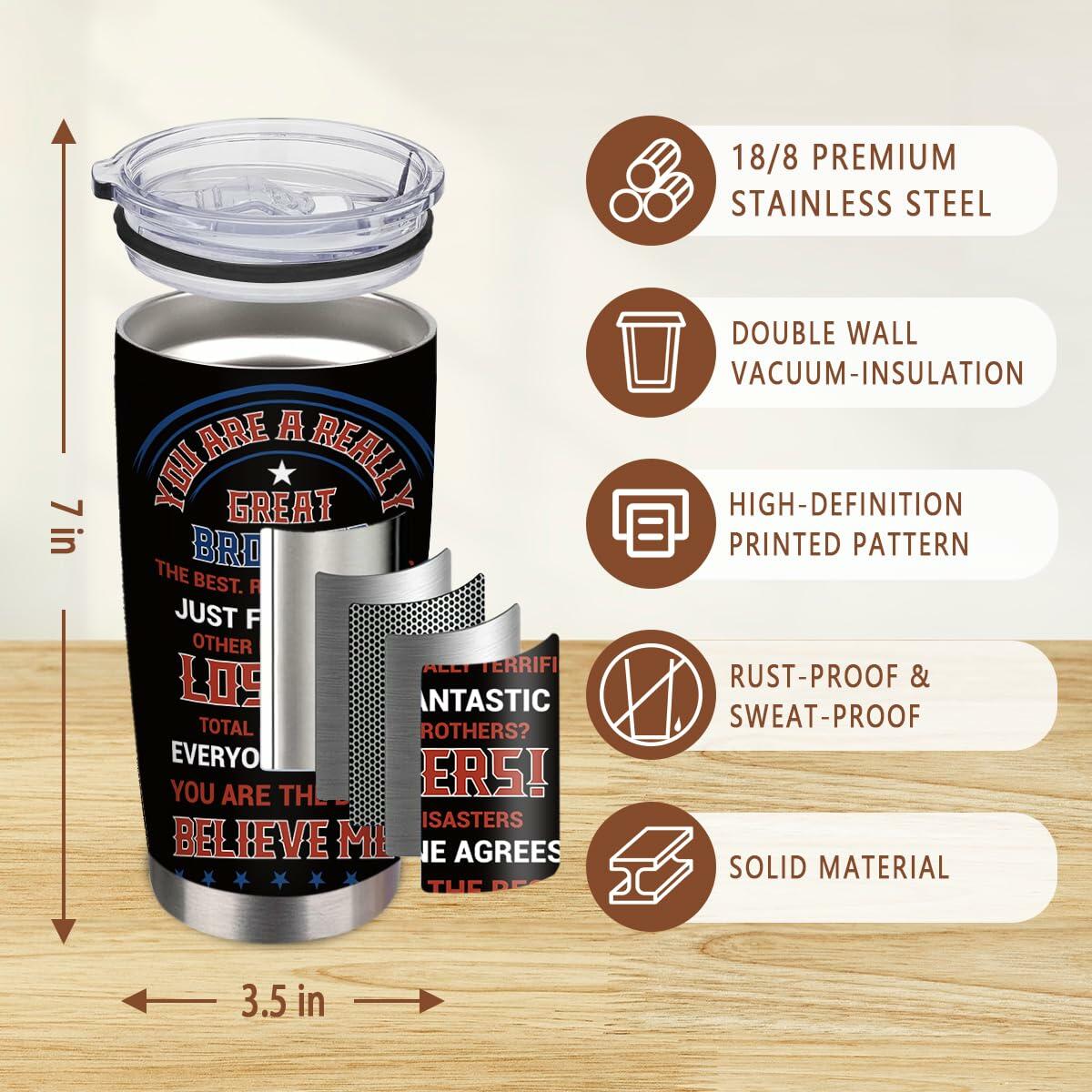 MoYueno 20 Oz Stainless Steel Dad Tumbler with Brush & Straw, 1 PCS Dad 1