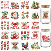 AFRITEE Christmas UV DTF Cup Wraps 20 Sheets 16oz Red Farmhouse Cow Elk