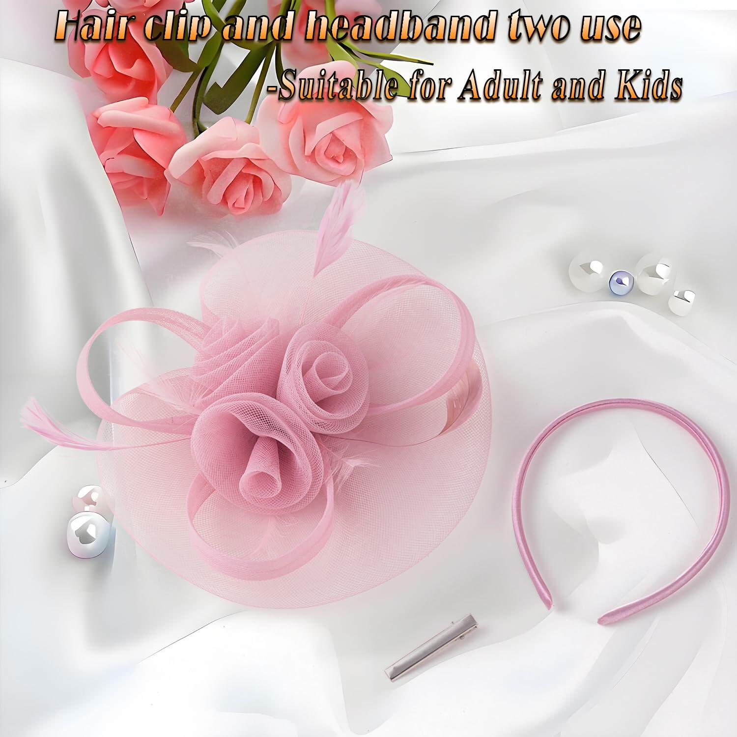 Unpifolov Fascinators Flower Mesh Feathers Headband White Floral Womens