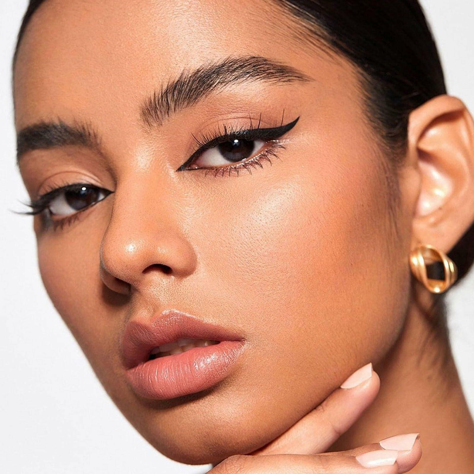 QueenDairy Waterproof Liquid Eyeliner Fine Brush Tip Jet Black 1 Fl Oz 01#