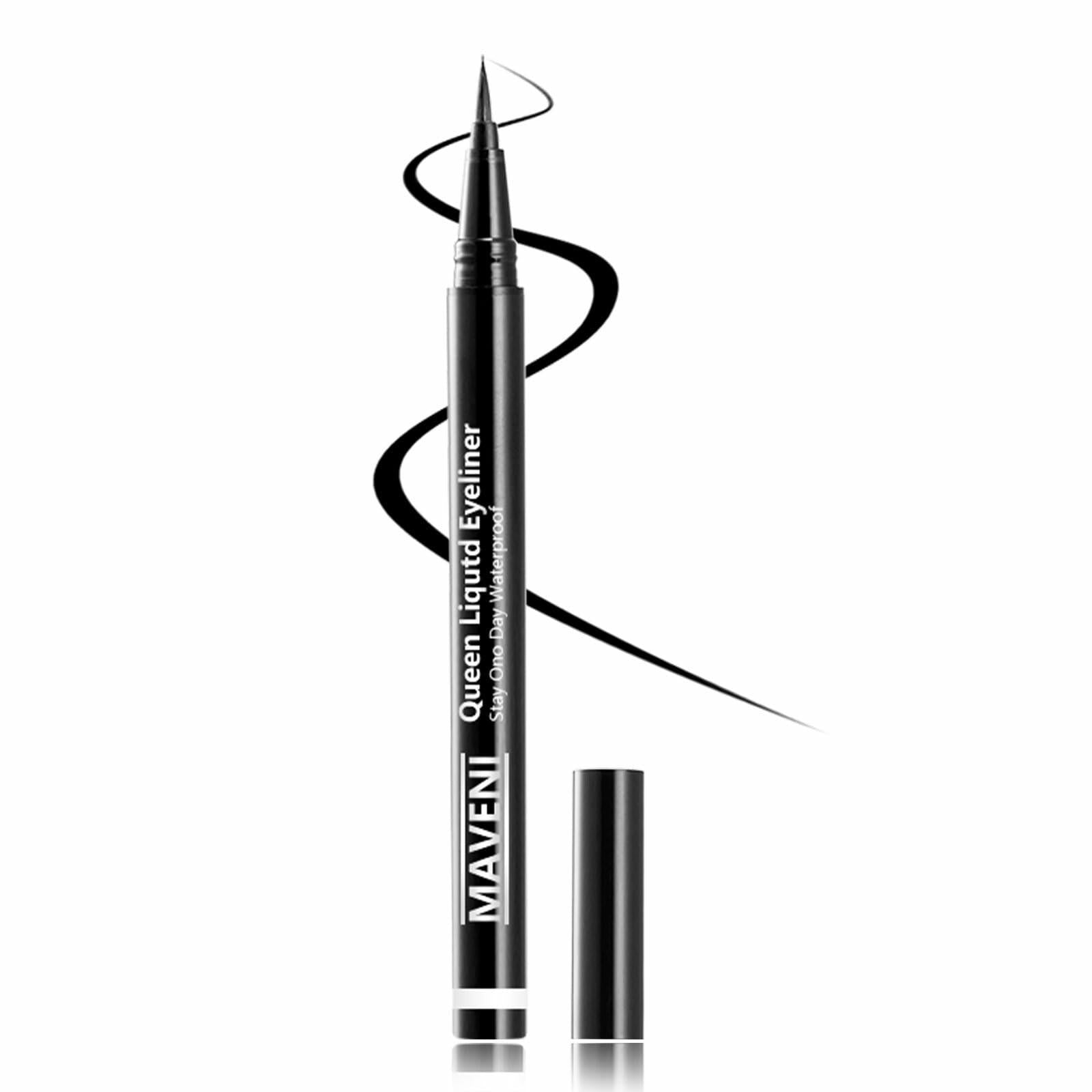 QueenDairy Waterproof Liquid Eyeliner Fine Brush Tip Jet Black 1 Fl Oz 01#