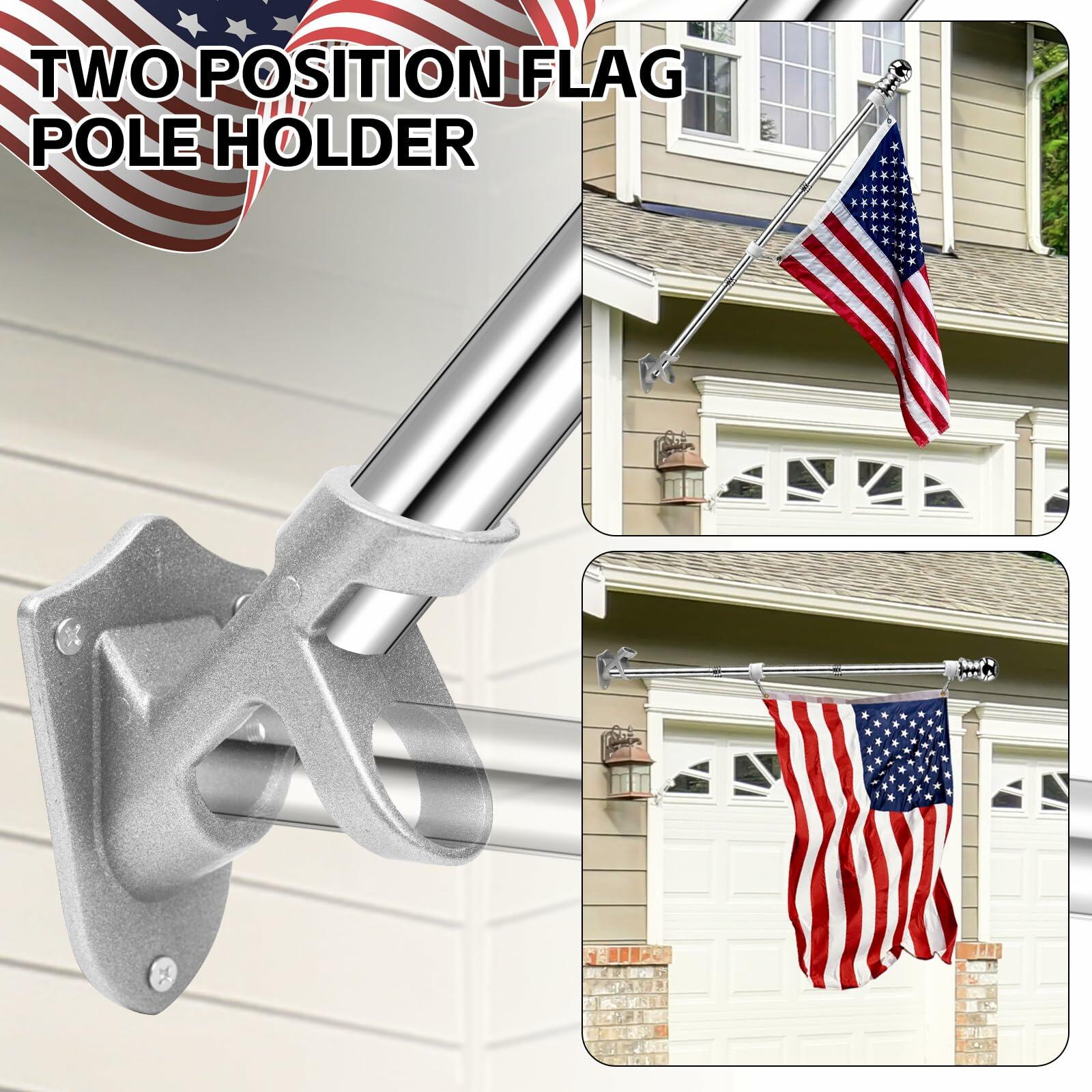 ZNNOPAX 3x5ft American Flag Pole Kit 5ft Stainless Steel Silver