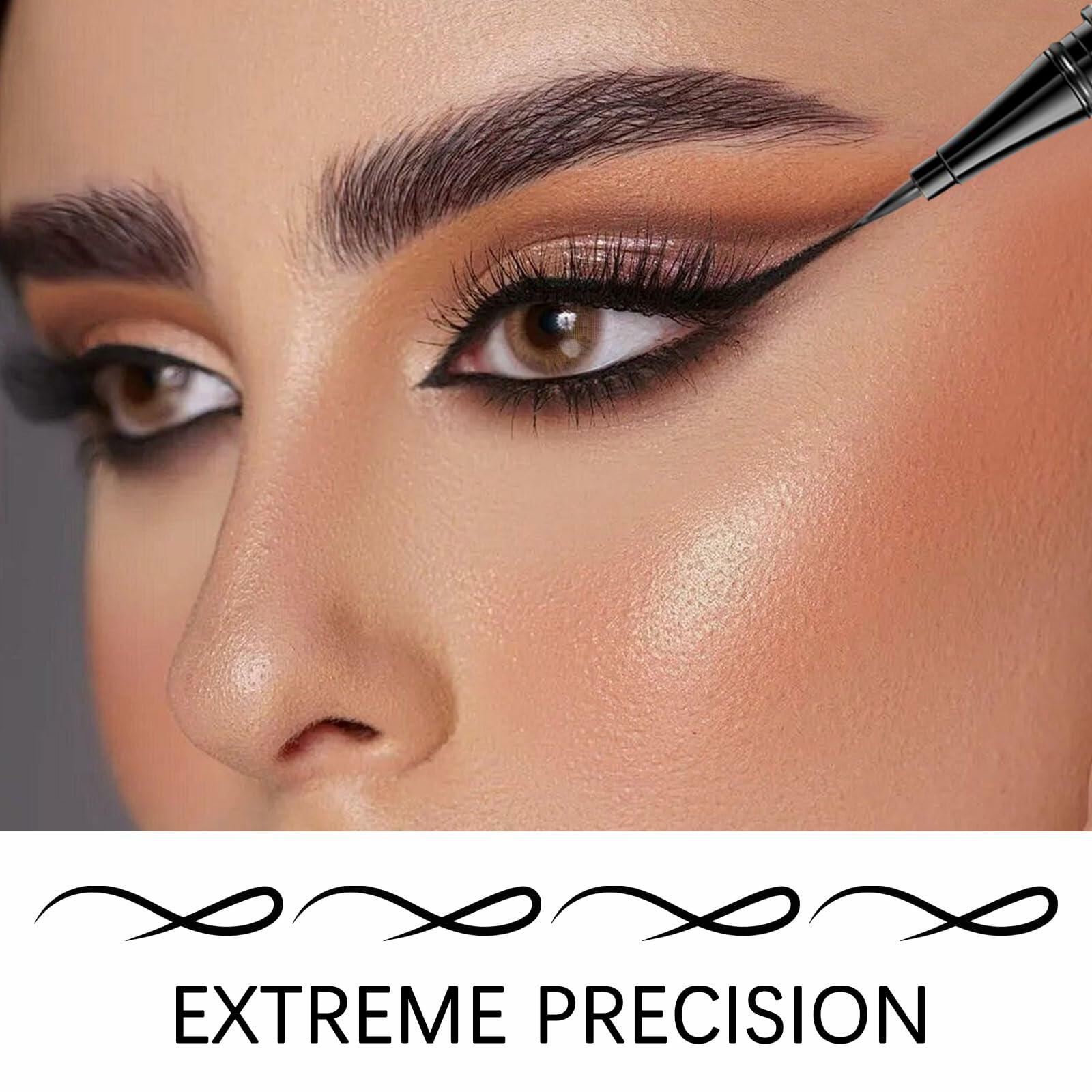 QueenDairy Waterproof Liquid Eyeliner Fine Brush Tip Jet Black 1 Fl Oz 01#