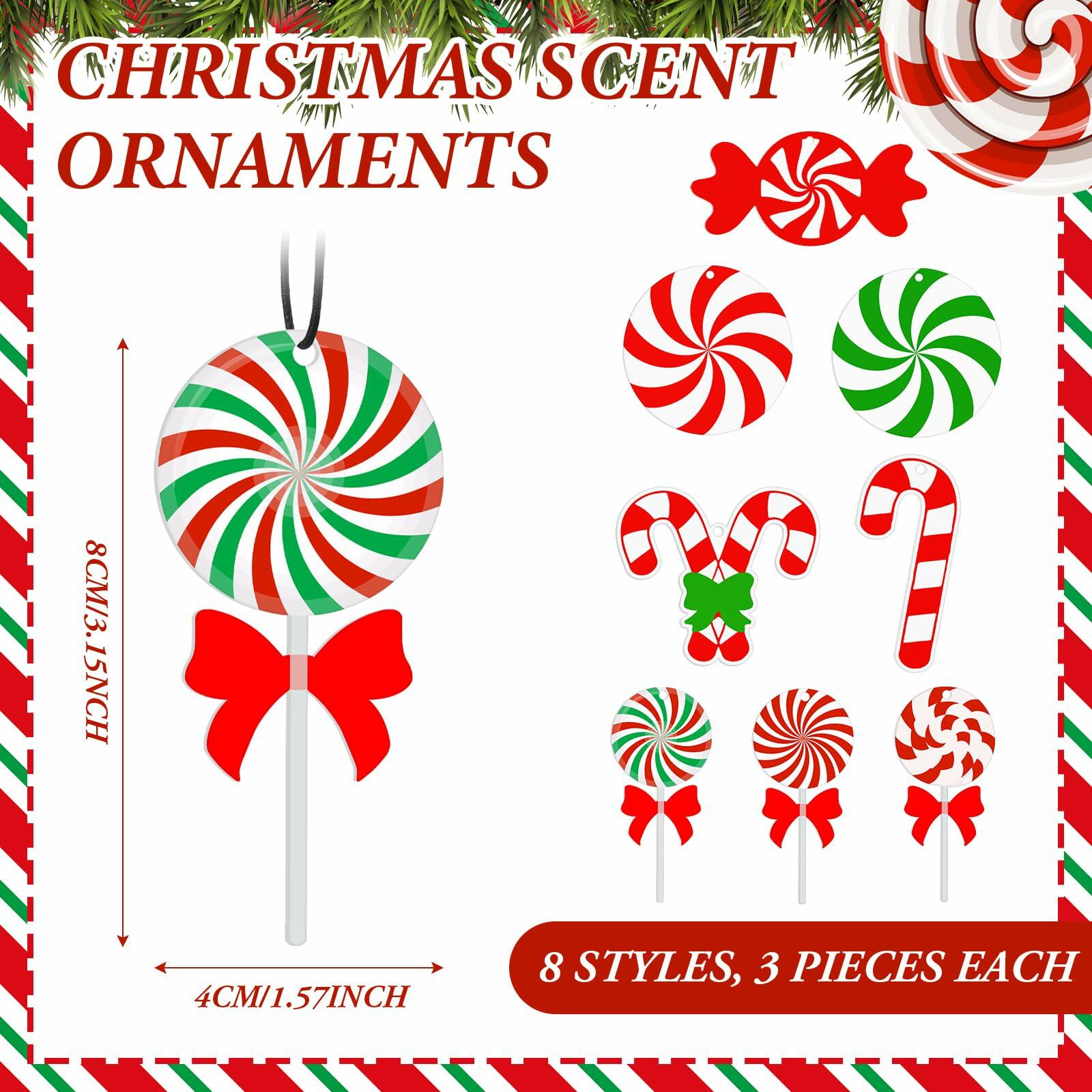 Soaoo Christmas Air Freshener Ornaments Peppermint Scent 24 Pcs Red Green White