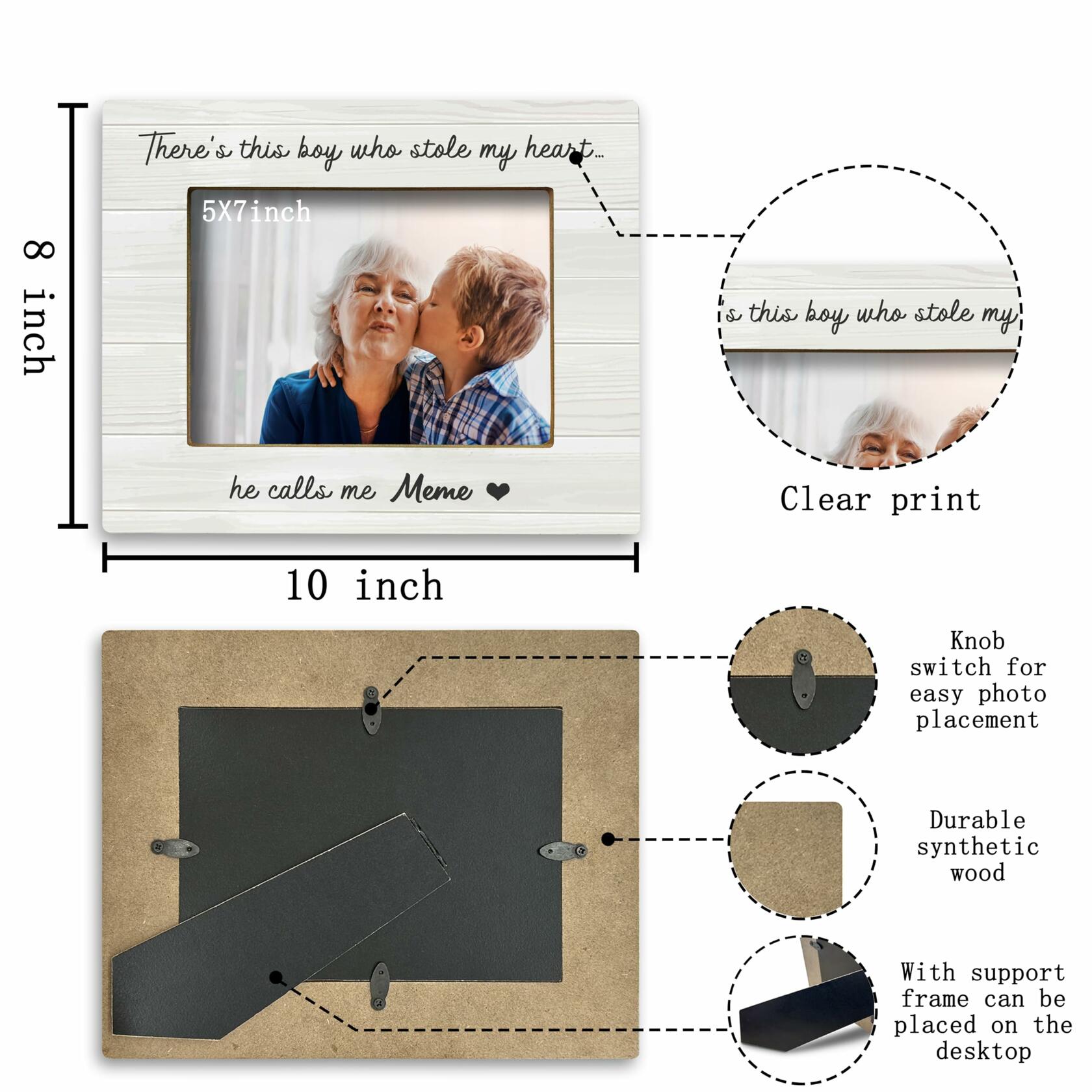 FONDCANYON Meme Grandma Nana Rustic Photo Frame 5x7 Inch