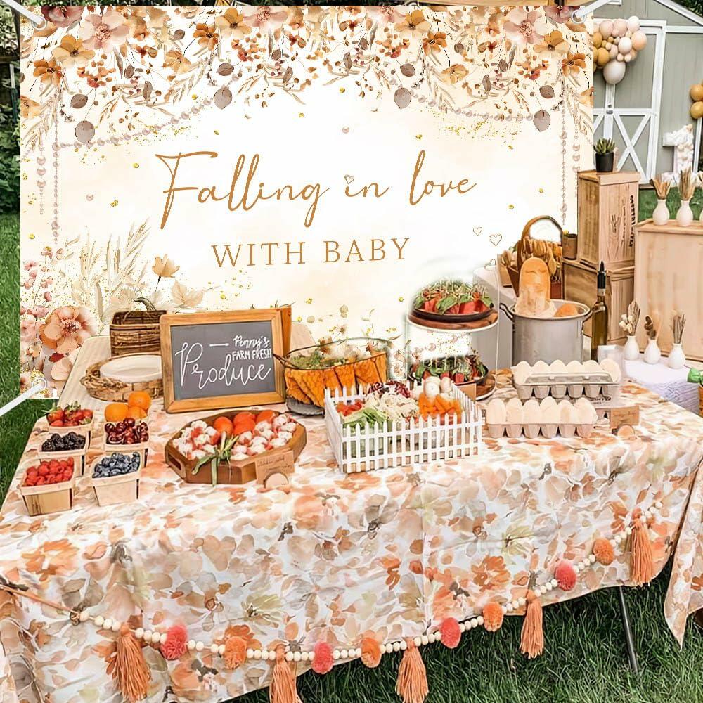 MEHOFOND Wildflower Fall Baby Shower Banner 5.9x3.6ft Autumn Floral Decor