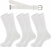 cs runsenisocks Men's Baseball Softball Socks & Belt Set White 3 Pairs Size L