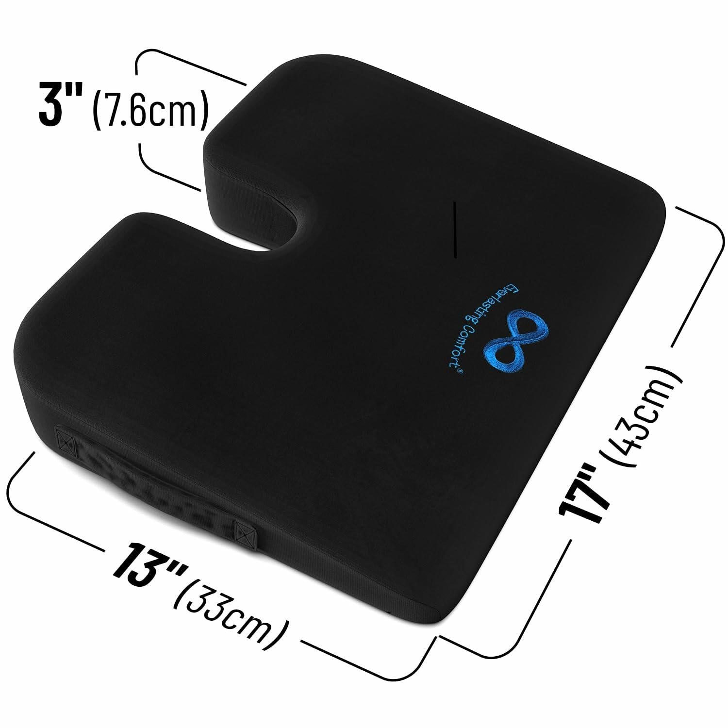 Everlasting Comfort Memory Foam Car Seat Cushion Tailbone Pain Relief Black
