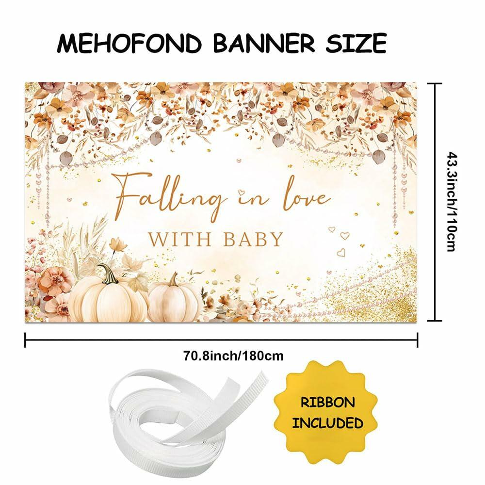 MEHOFOND Wildflower Fall Baby Shower Banner 5.9x3.6ft Autumn Floral Decor