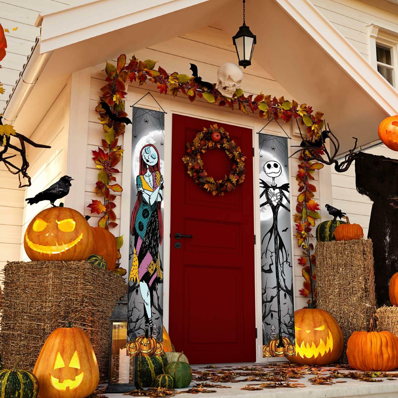 FARMNALL Halloween Porch Banner Spider Webs Outdoor Holiday Decor Black