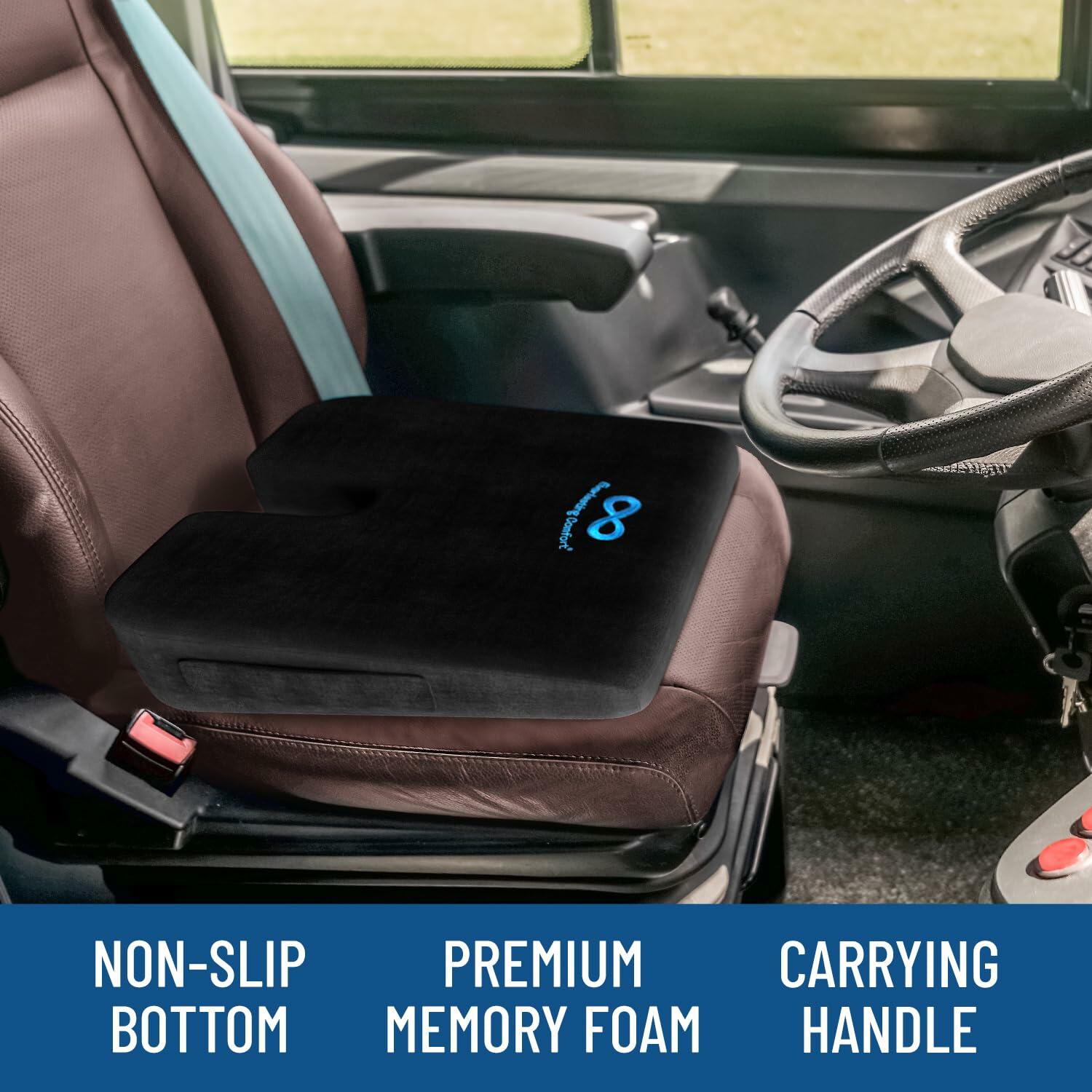 Everlasting Comfort Memory Foam Car Seat Cushion Tailbone Pain Relief Black