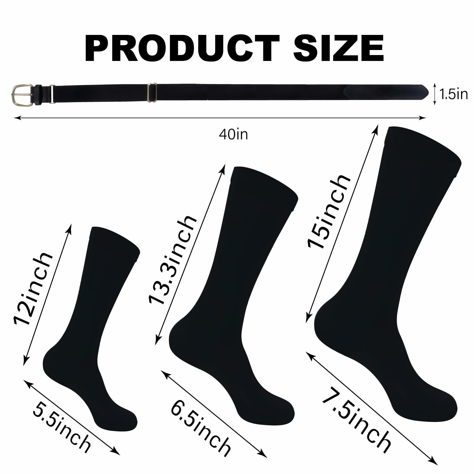 cs runsenisocks Men's Baseball Softball Socks & Belt Set White 3 Pairs Size L