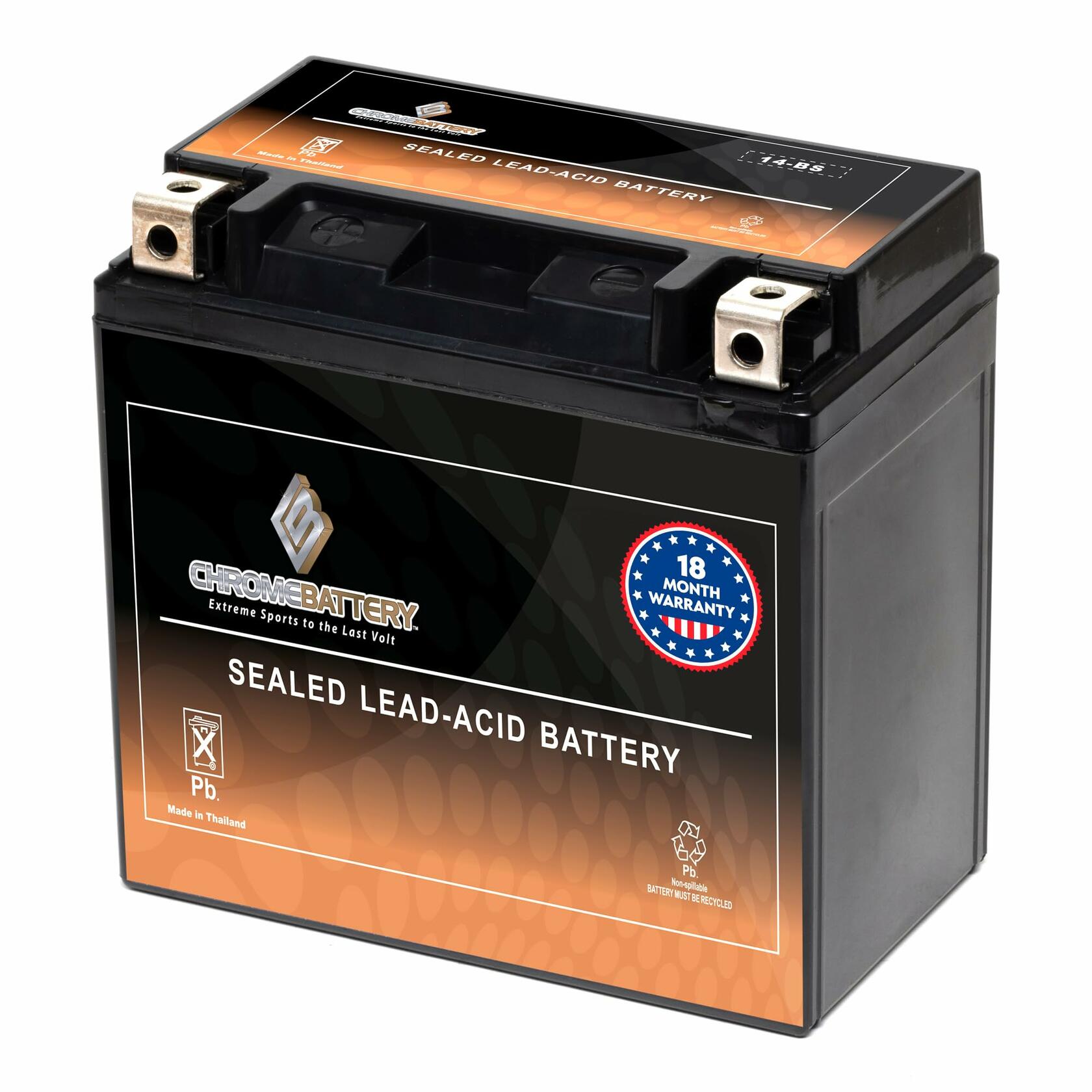 CB CHROMEBATTERY YTX14-BS 200CCA ATV Battery for Honda TRX Series