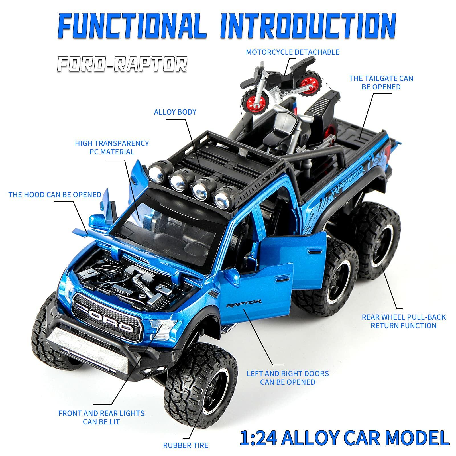 Ming You Monster Trucks F150 Die-Cast Metal Toy Car Black 1/24 Scale Sound Light