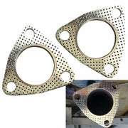 leechio Car Exhaust Gasket 2.48" 3 Hole Flange High Temp Silver 2PCS