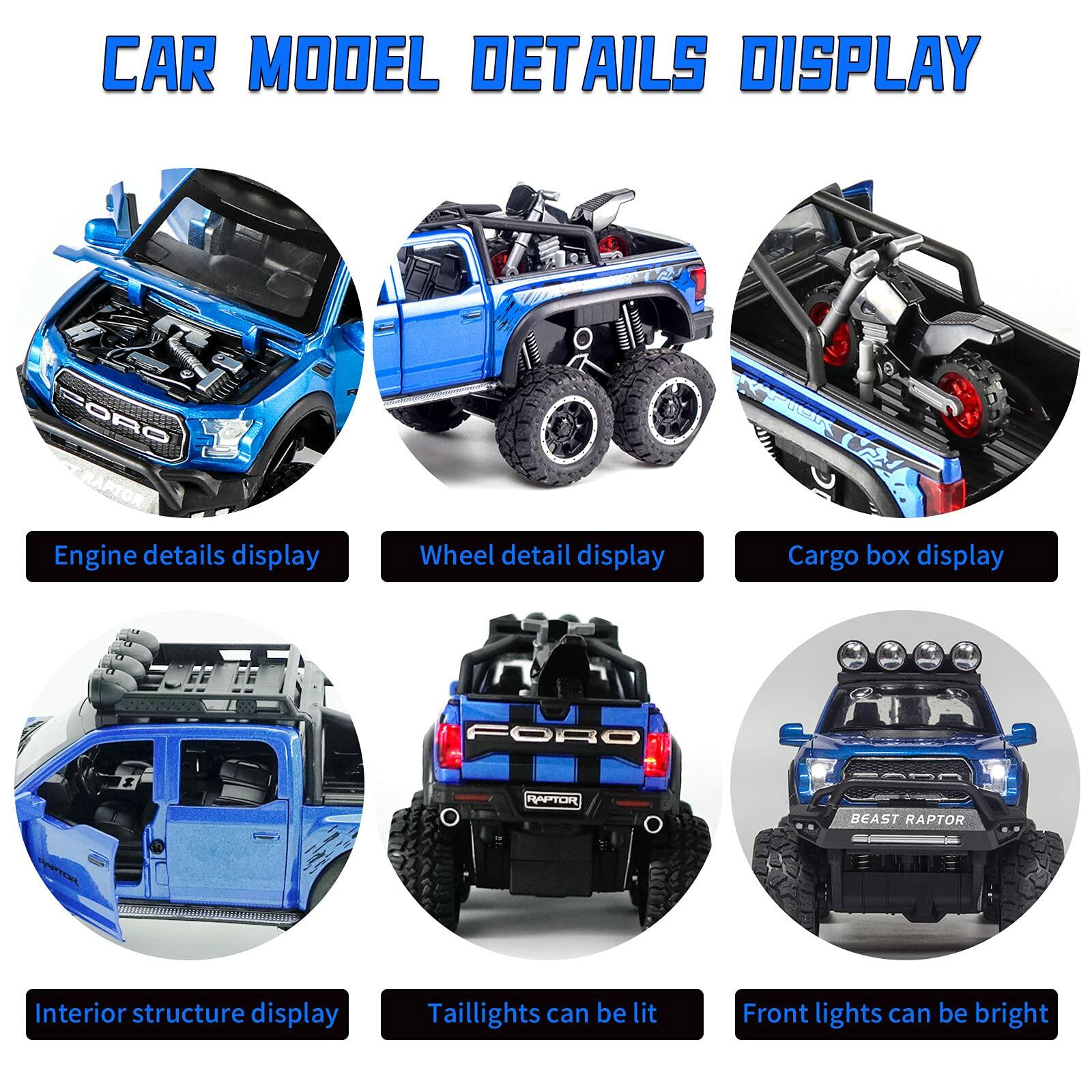 Ming You Monster Trucks F150 Die-Cast Metal Toy Car Black 1/24 Scale Sound Light