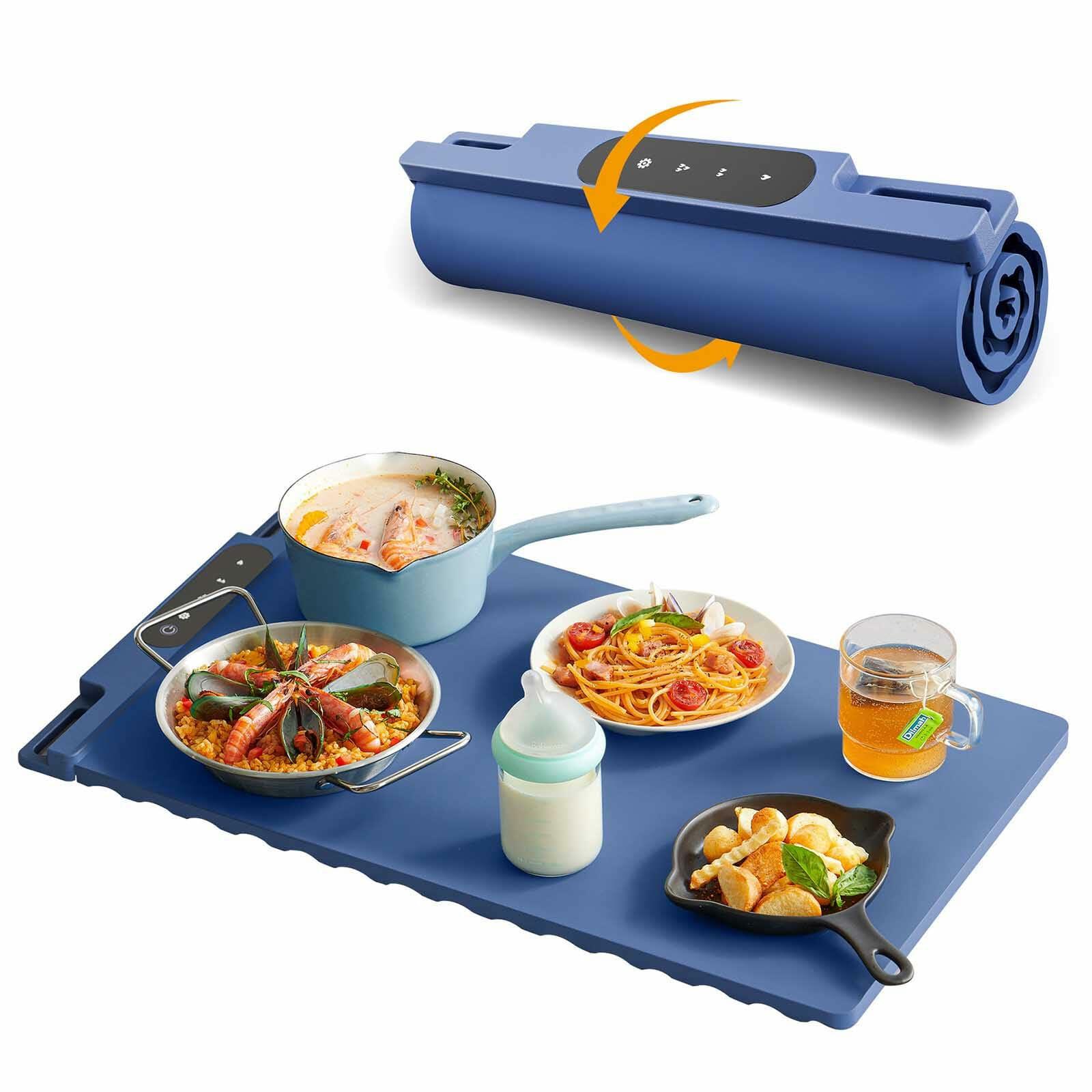 Generic Electric Food Warming Mat 26x15 Inch Silicone Blue Adjustable Modes