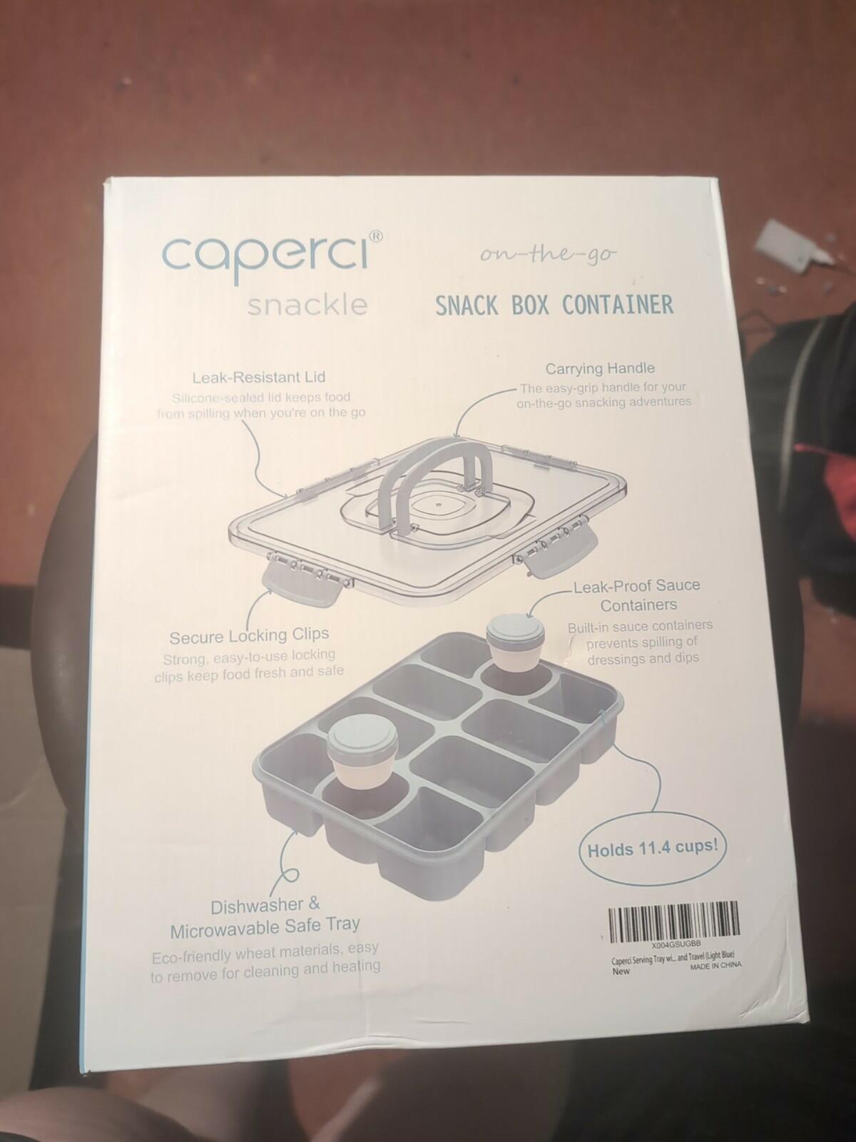 Caperci Snack Box Container Leak-Resistant Lid Locking Clips Blue 9x11x4.5in