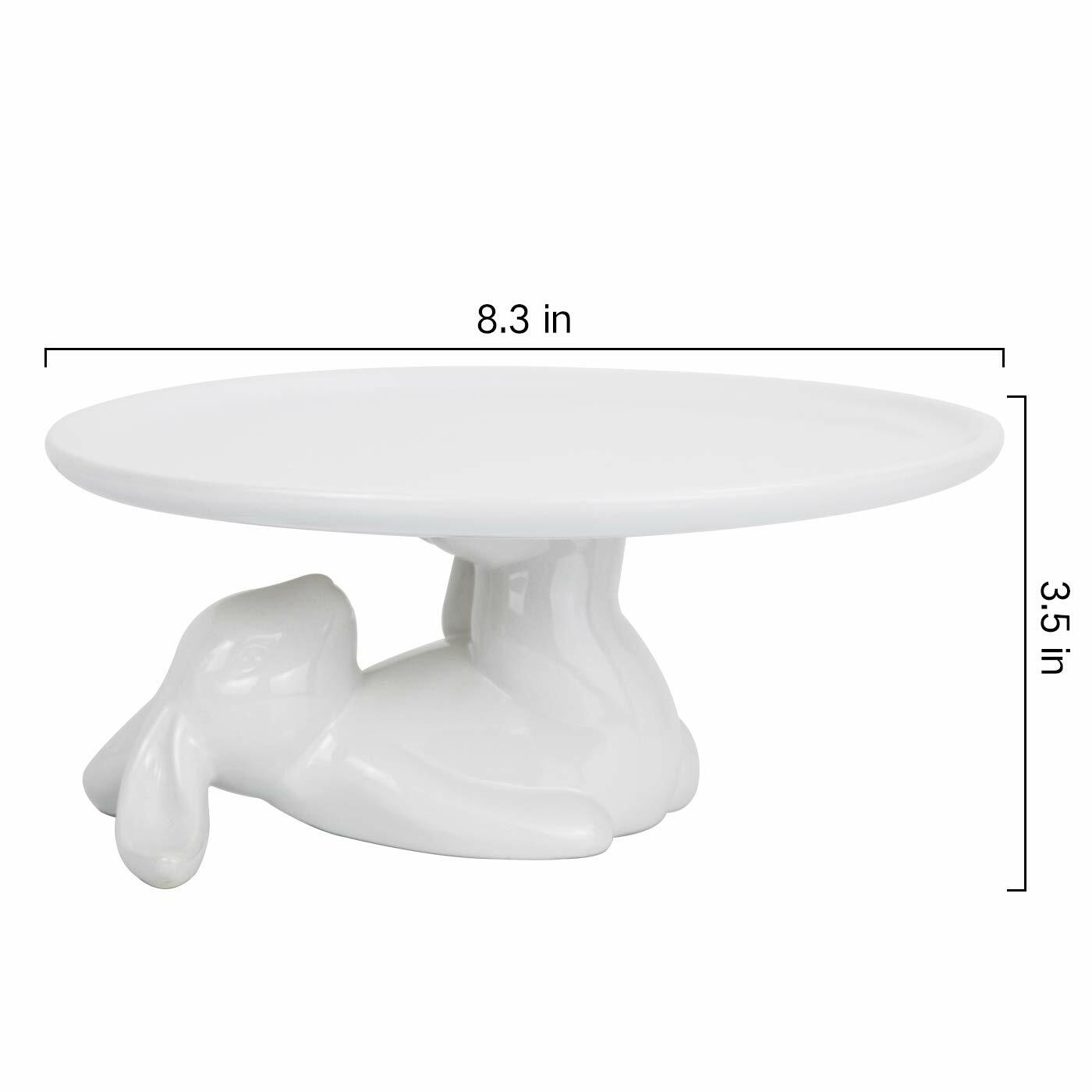 LA JOLIE MUSE Ceramic Cupcake Stand Bunny Candy Dish 8.3 Inch White