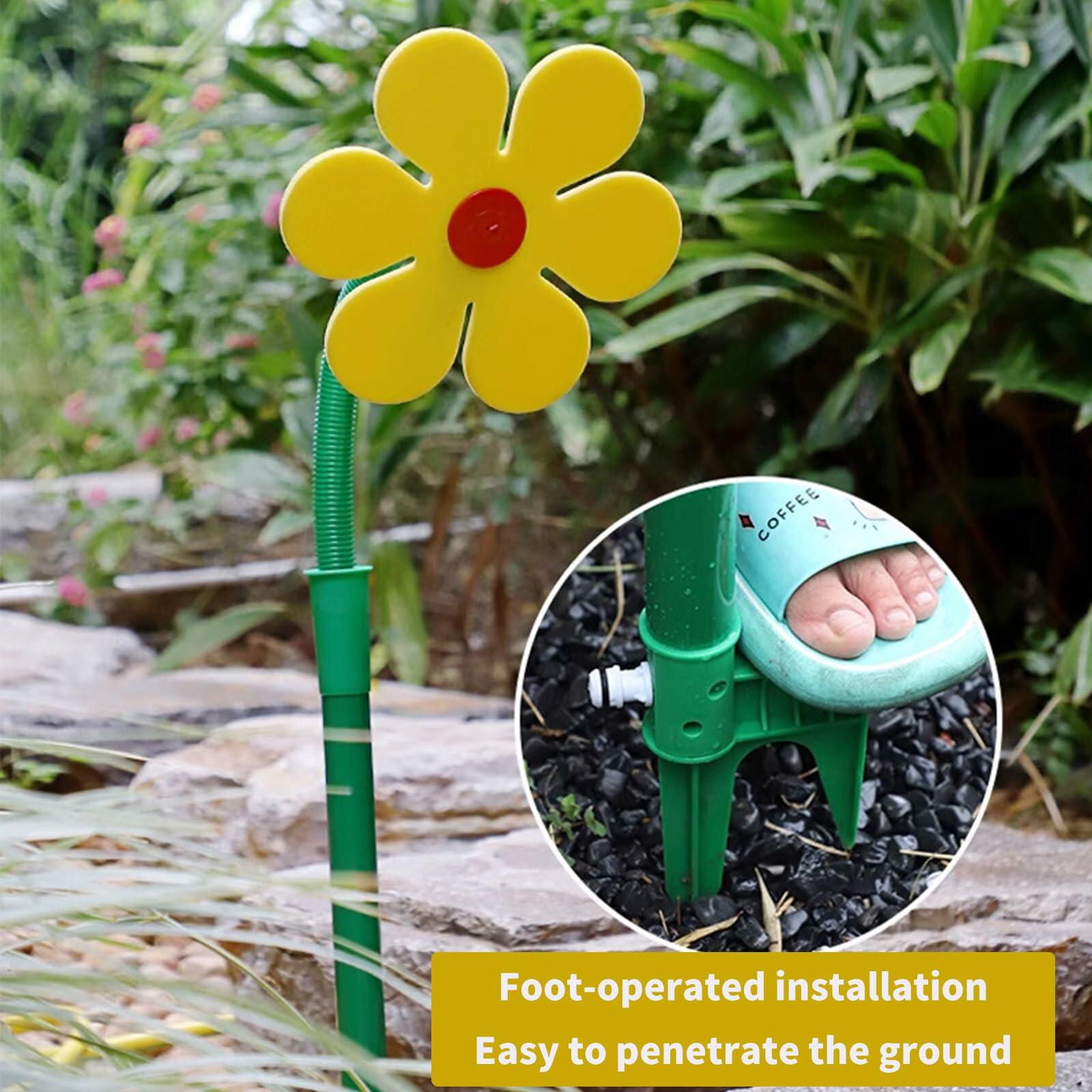 CUTENNIOU Crazy Daisy Dancing Flower Lawn Sprinkler Yellow Plastic