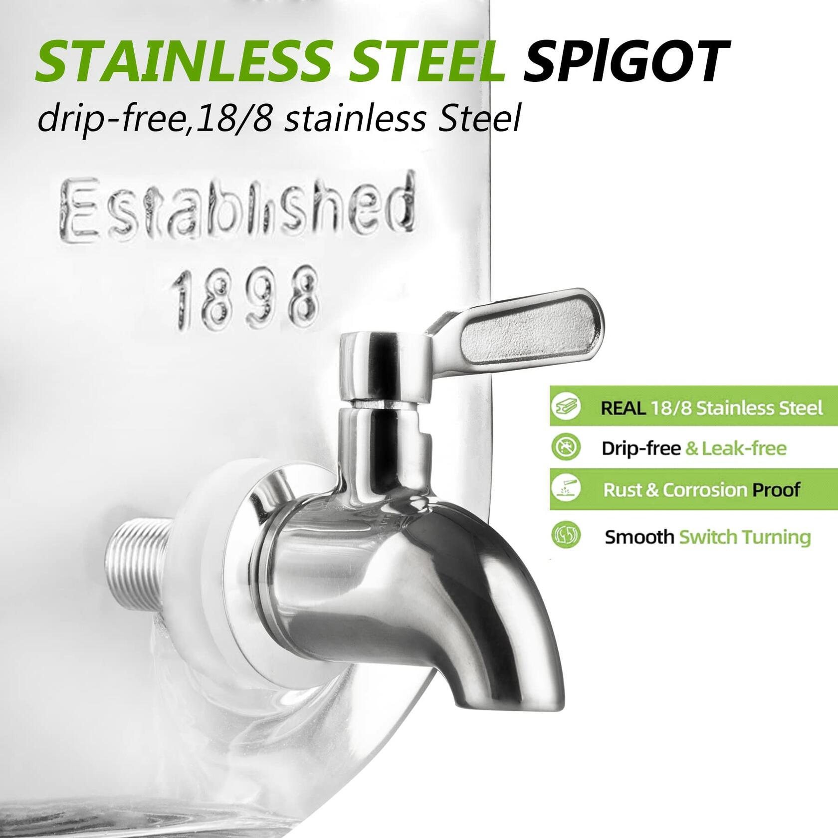 1 Gallon Drink Dispenser with Spigot 18/8 Stainless Steel Airtight Leakproof