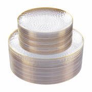 Rubtlamp 60Pcs Clear Plastic Plates Gold Rim Heavy-duty 30 Dessert 30 Dinner