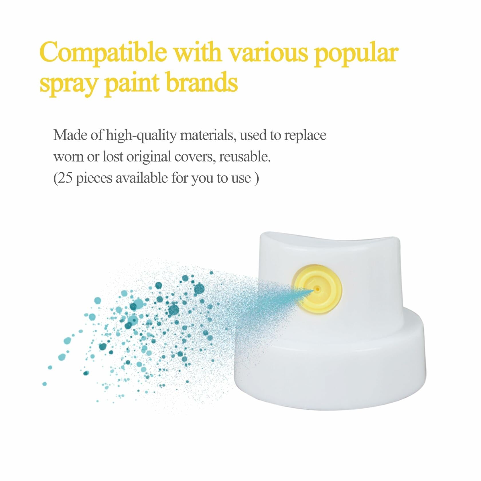 Rawolp Spray Paint Caps Replacement Aerosol Can White 25pcs