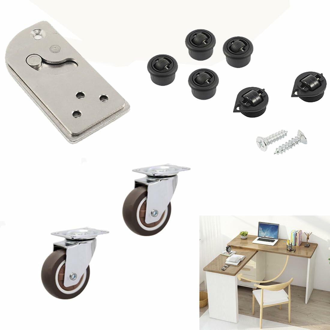 HOWHY 90° Rotating Table Hinges for L-Shaped Cabinets, Left Open, Black