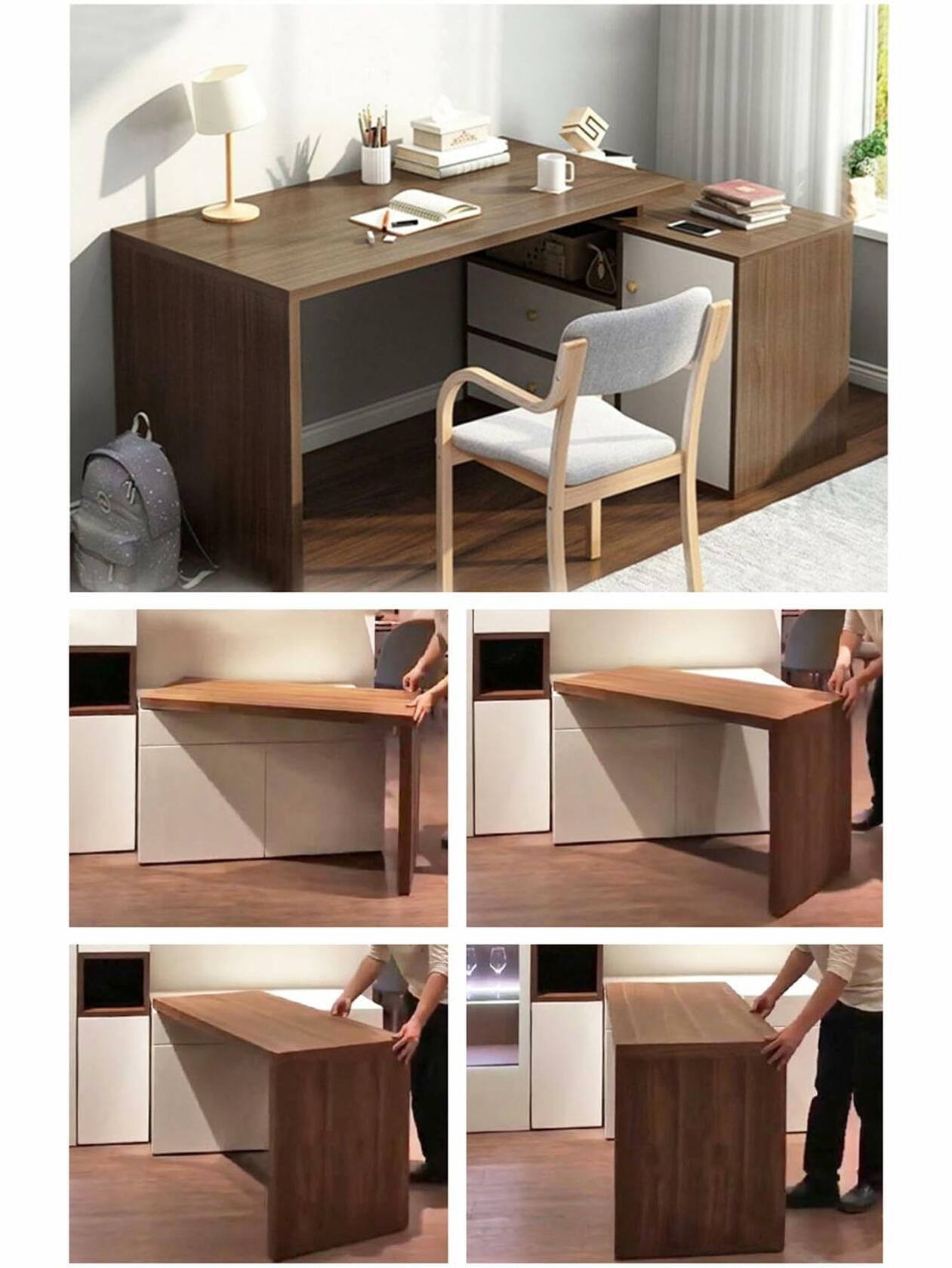 HOWHY 90° Rotating Table Hinges for L-Shaped Cabinets, Left Open, Black