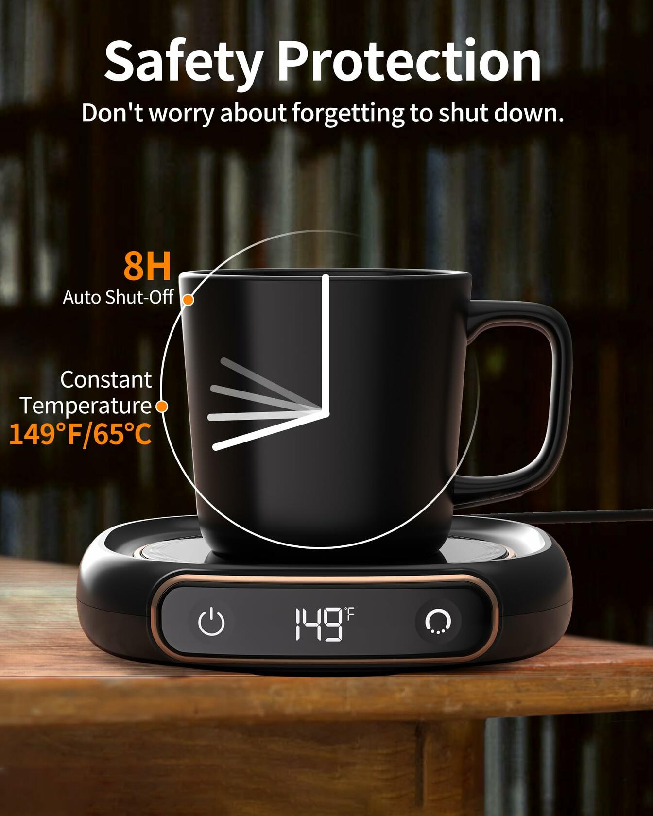 Lerat Coffee Mug Warmer Dark Black 3 Temp Settings Auto Shut Off No Cup