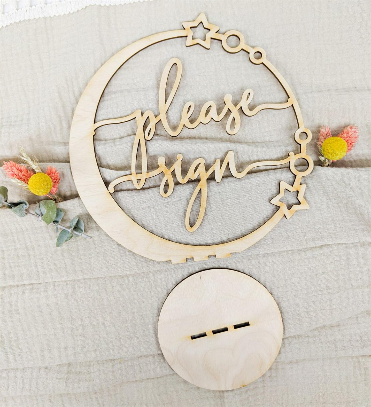 Celestial Please Sign Wedding Sign Rustic Just Married Wooden Decoration