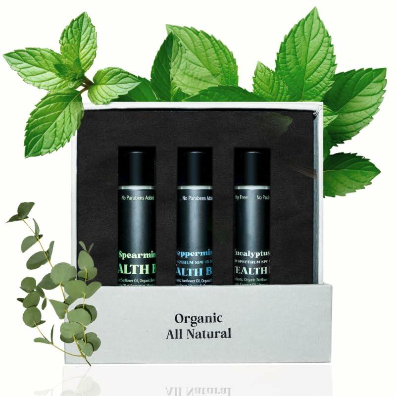 Stealth Balms Men's Organic Mint Lip Balm SPF 15 3 Pack Spearmint Peppermint