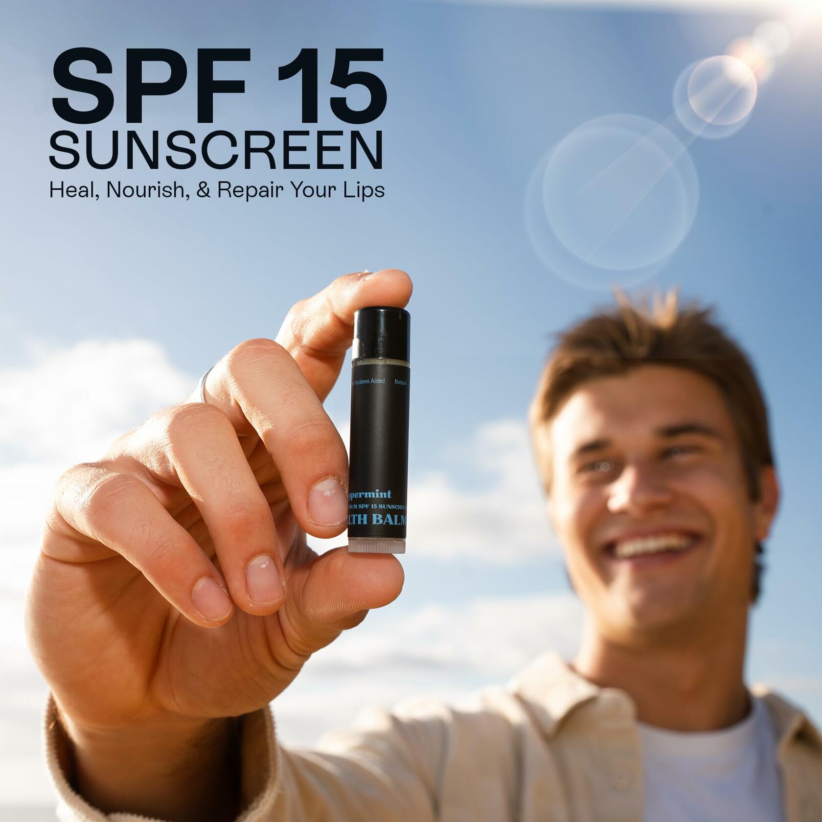 Stealth Balms Men's Organic Mint Lip Balm SPF 15 3 Pack Spearmint Peppermint