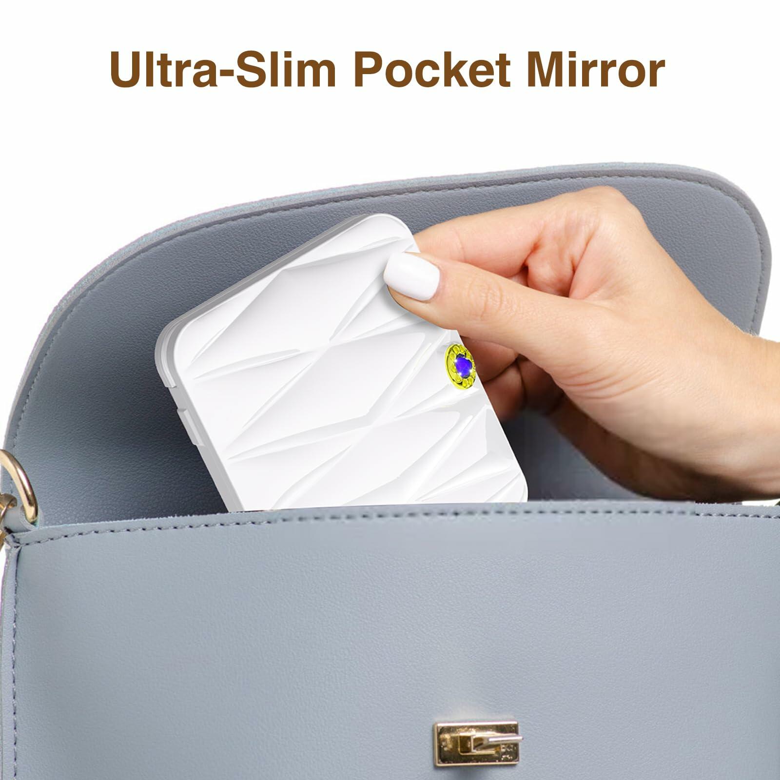 Rechargeable LED Travel Mirror 2-Sided Compact 1X/5X Magnification Purse