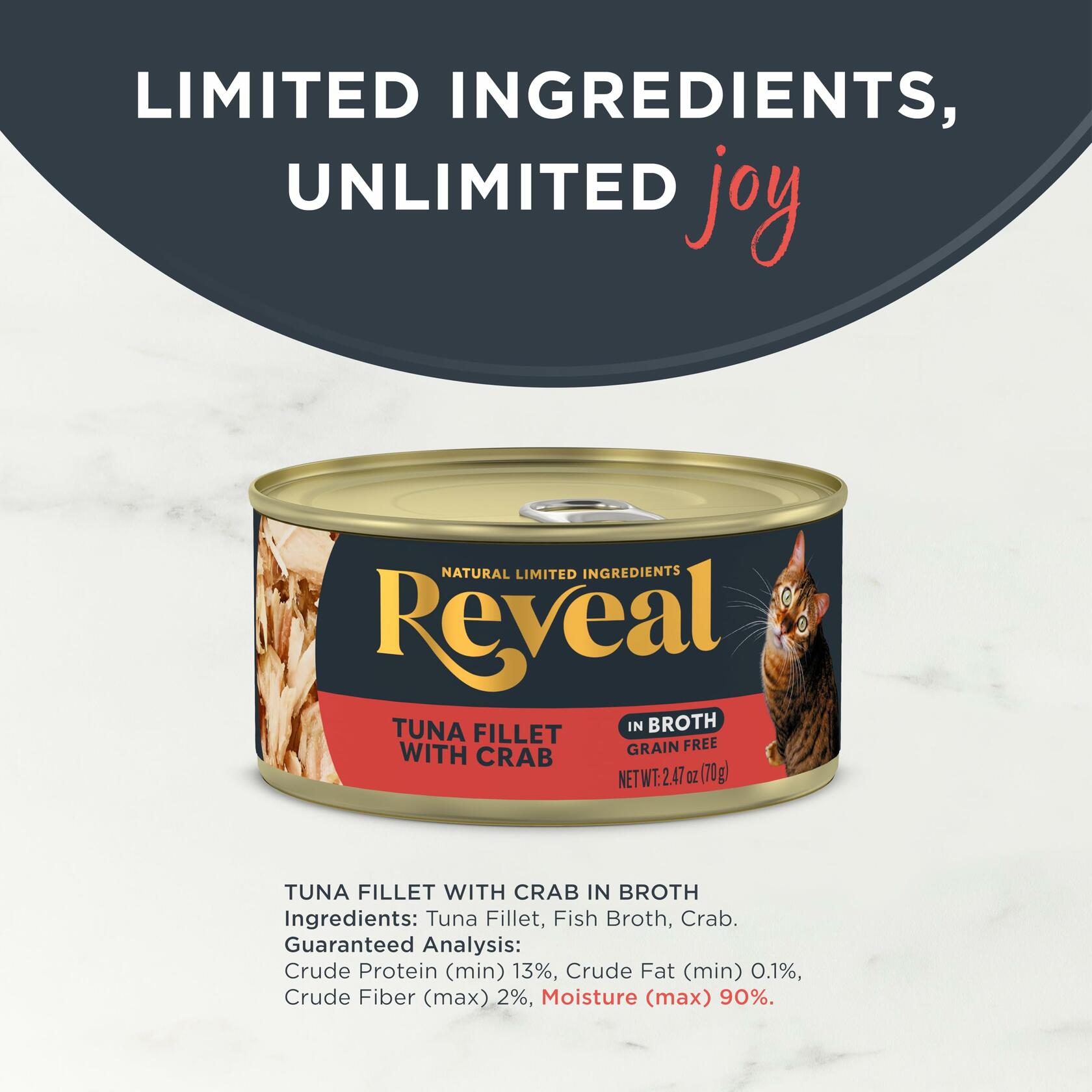 Reveal Natural Wet Cat Food Tuna w/ Crab Grain Free 24 x 2.47oz Cans