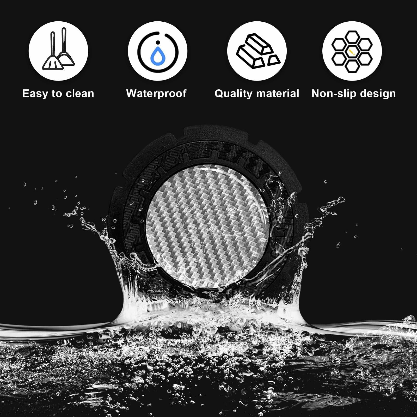 Dickno Car Cup Holder Inserts 2 Pack 2.75in Carbon Fiber Non Slip Silver