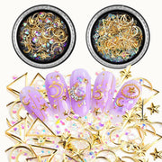 COOSLIM Gold Nail Charms Rhinestones Moon Star Pearls 3D Nail Art 2 Boxes