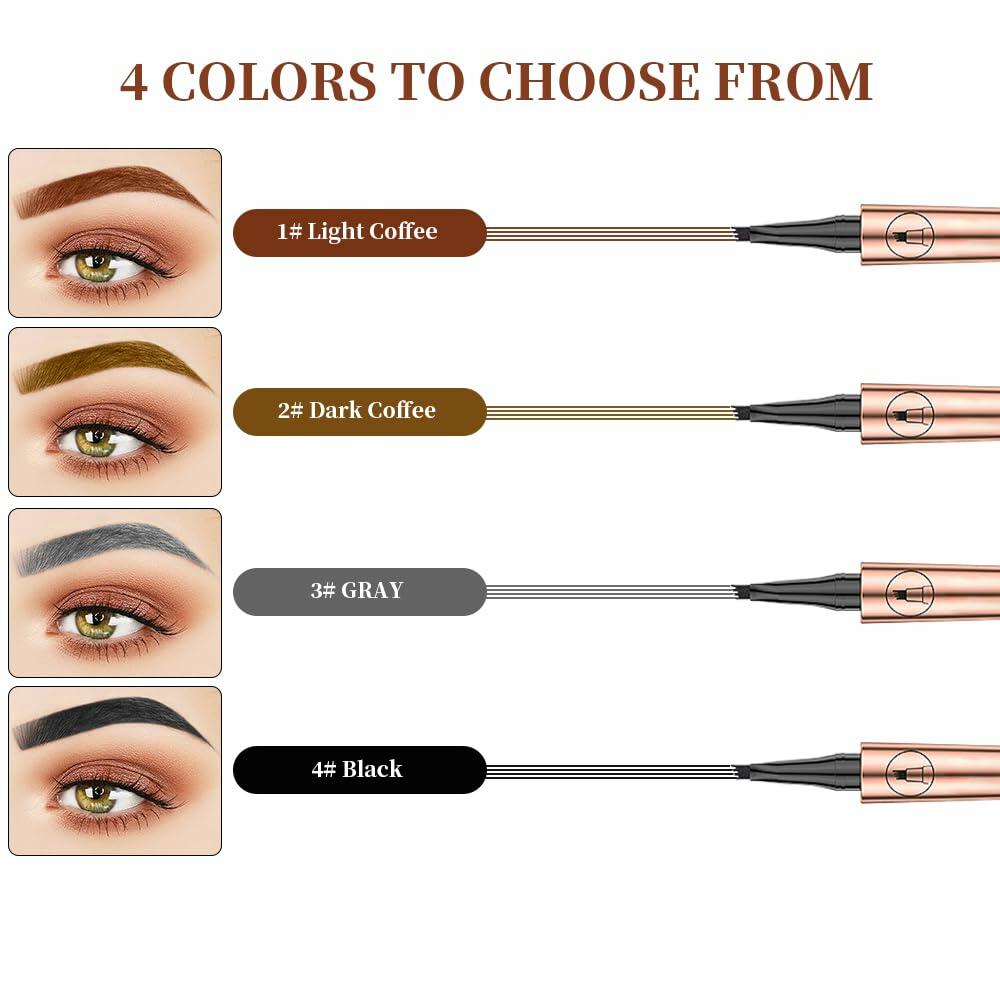 YIWANLLE 3D Microblading Eyebrow Pencil 4 Fork Tip Waterproof Light Brown