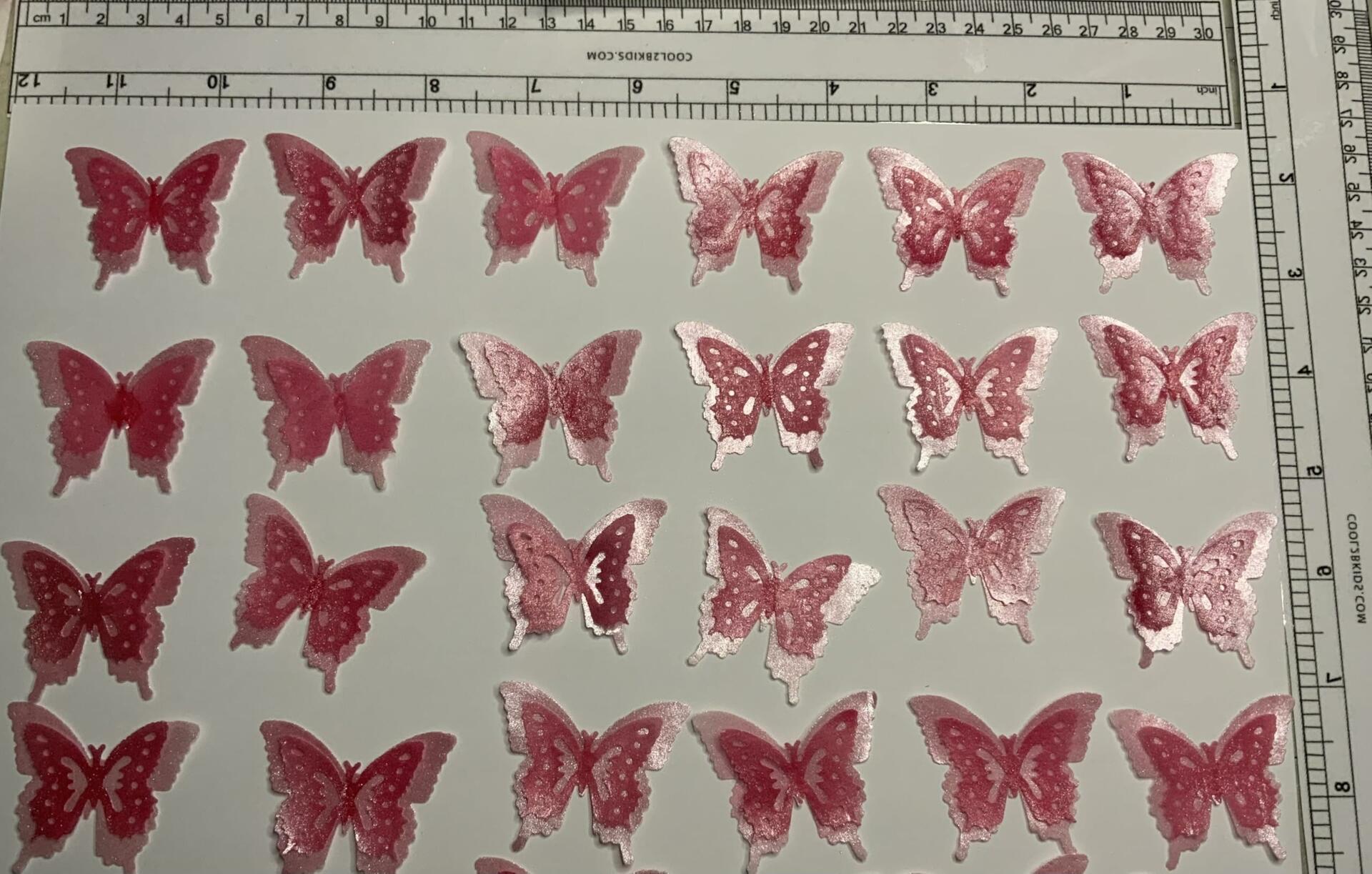 Unbranded x24 3D Double Shad Edible Wafer Butterflies for Cake Cupcakes