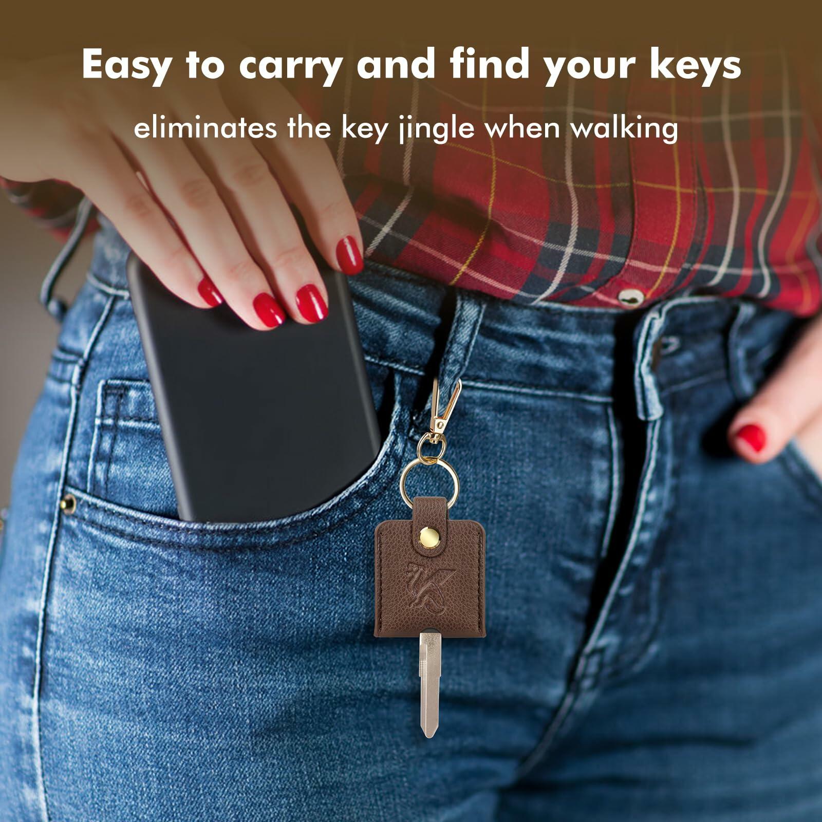 KARENSKEYS Leather Car Key Cover Sleeve 2pcs Key Loop Replacement