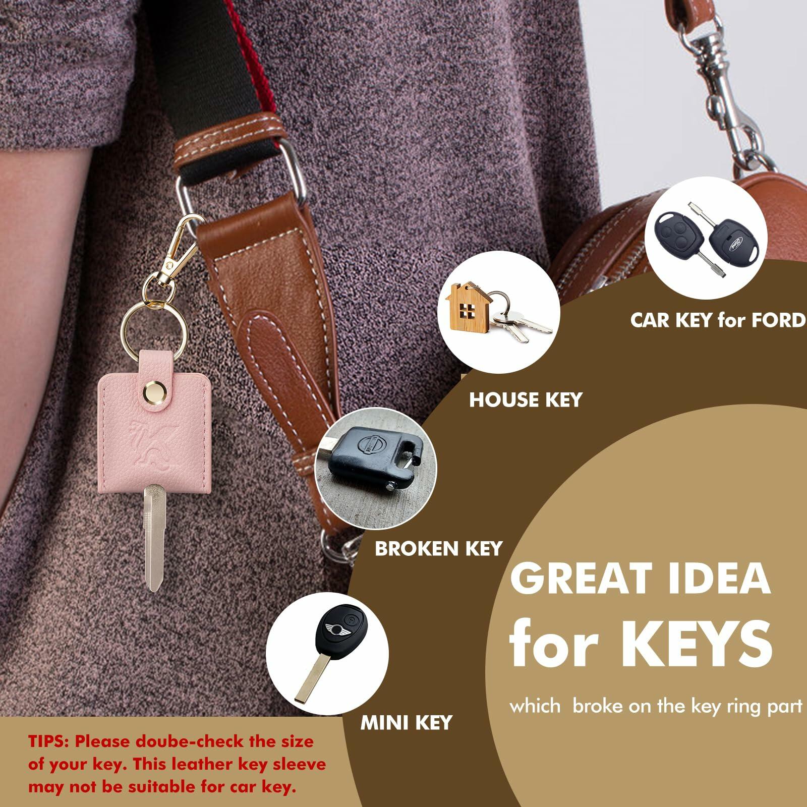 KARENSKEYS Leather Car Key Cover Sleeve 2pcs Key Loop Replacement