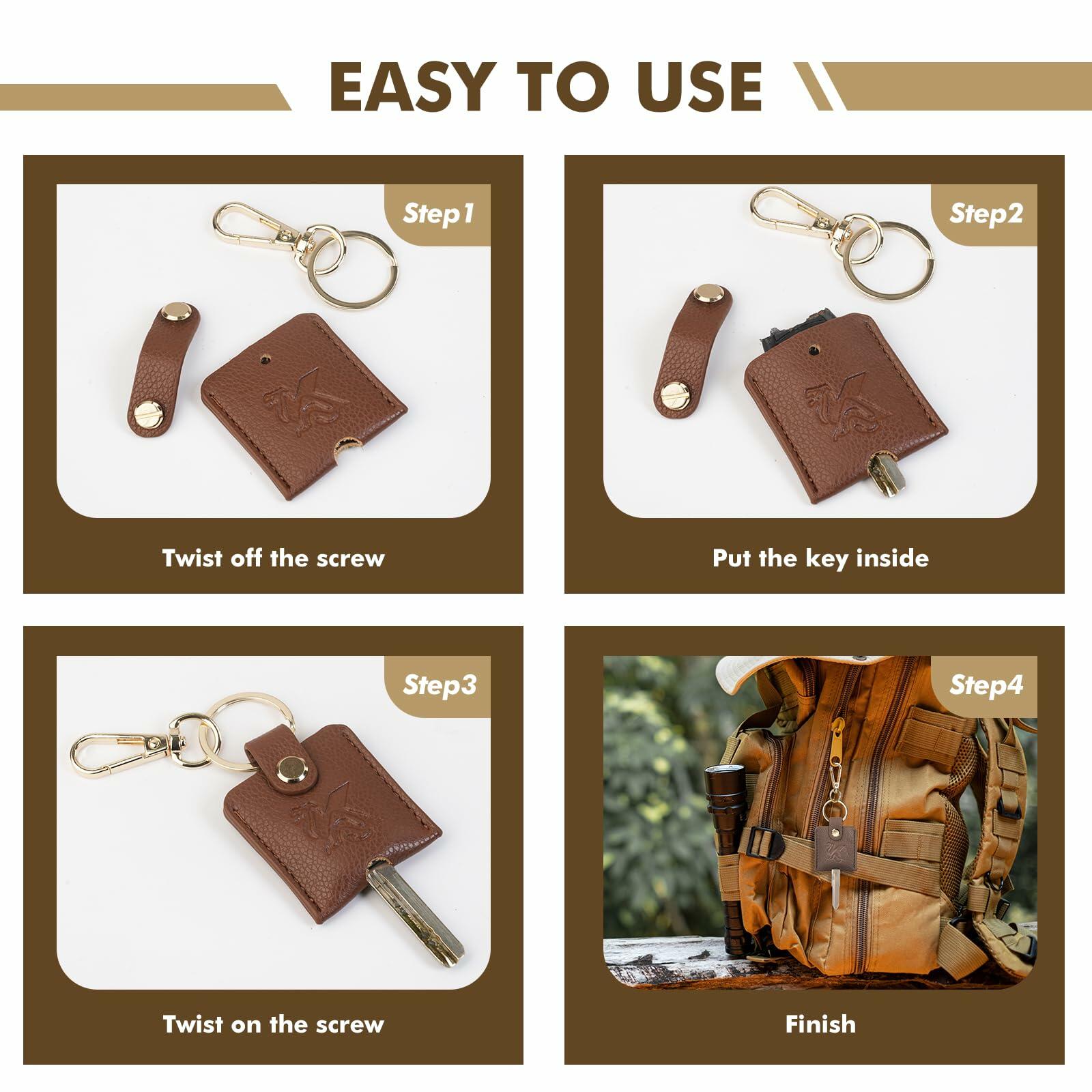 KARENSKEYS Leather Car Key Cover Sleeve 2pcs Key Loop Replacement