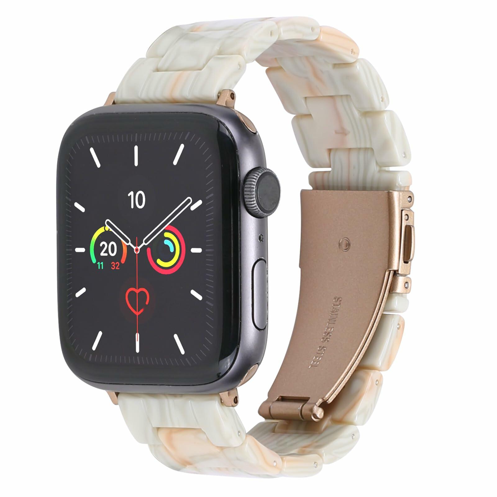 MAIRUI Resin Watch Band Compatible Apple Watch 38-41mm Series 1-9 Marble