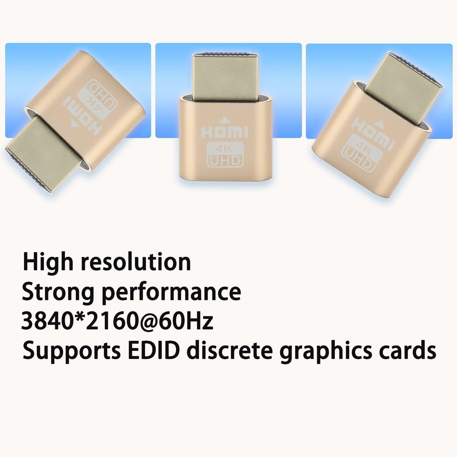 ECKDZMY 4K HDMI Dummy Plug Virtual Monitor Emulator 4096x2160@60Hz Black 1pc