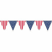 Amscan Patriotic Pennant Banner 12in Red White Blue Plastic 2-Pack